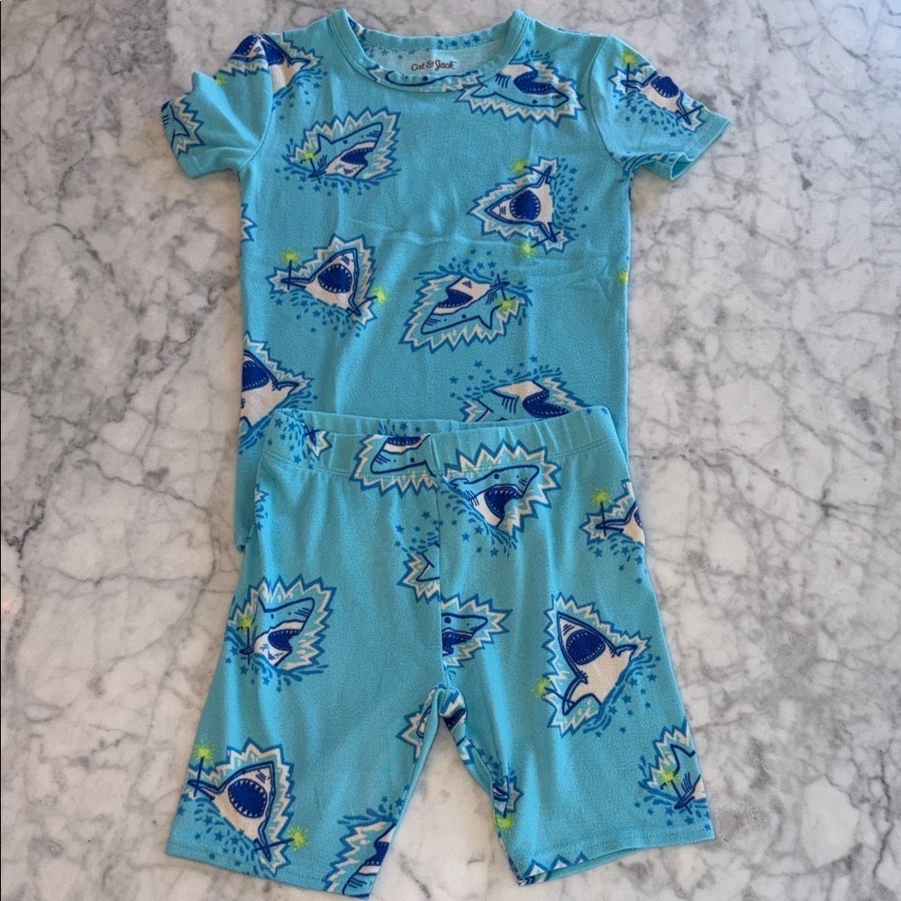 Cat & Jack Blue Shark Pattern Pajama Set